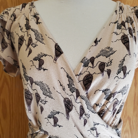 Anthropologie Leifnotes up and away hot air balloon print viscose crepe … - Picture 7 of 13